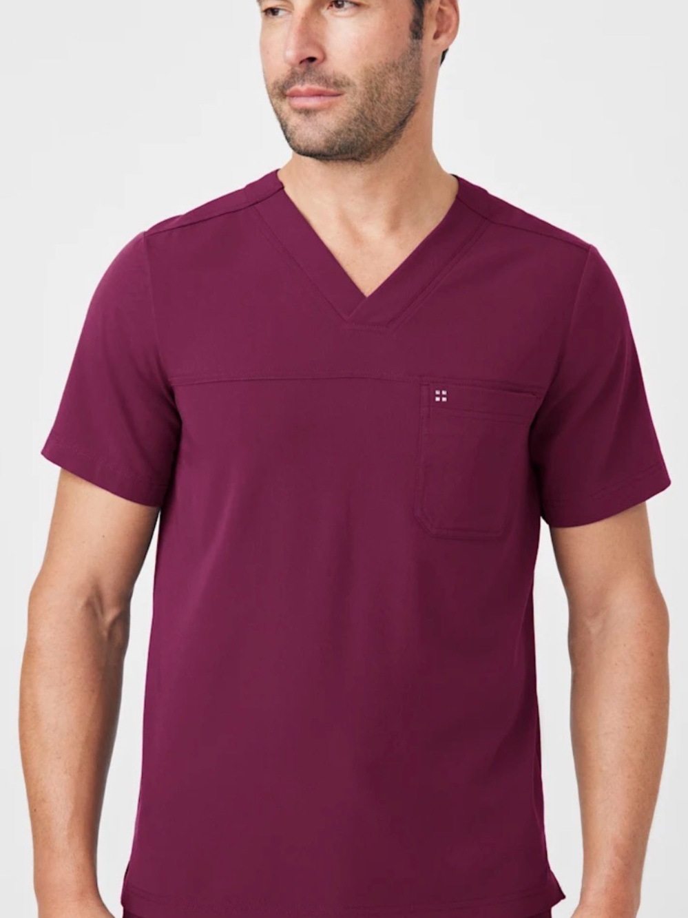 NWT CRFT by White Cross Men’s 2-Pocket V-Neck Tuckable Scrub Top L Wine